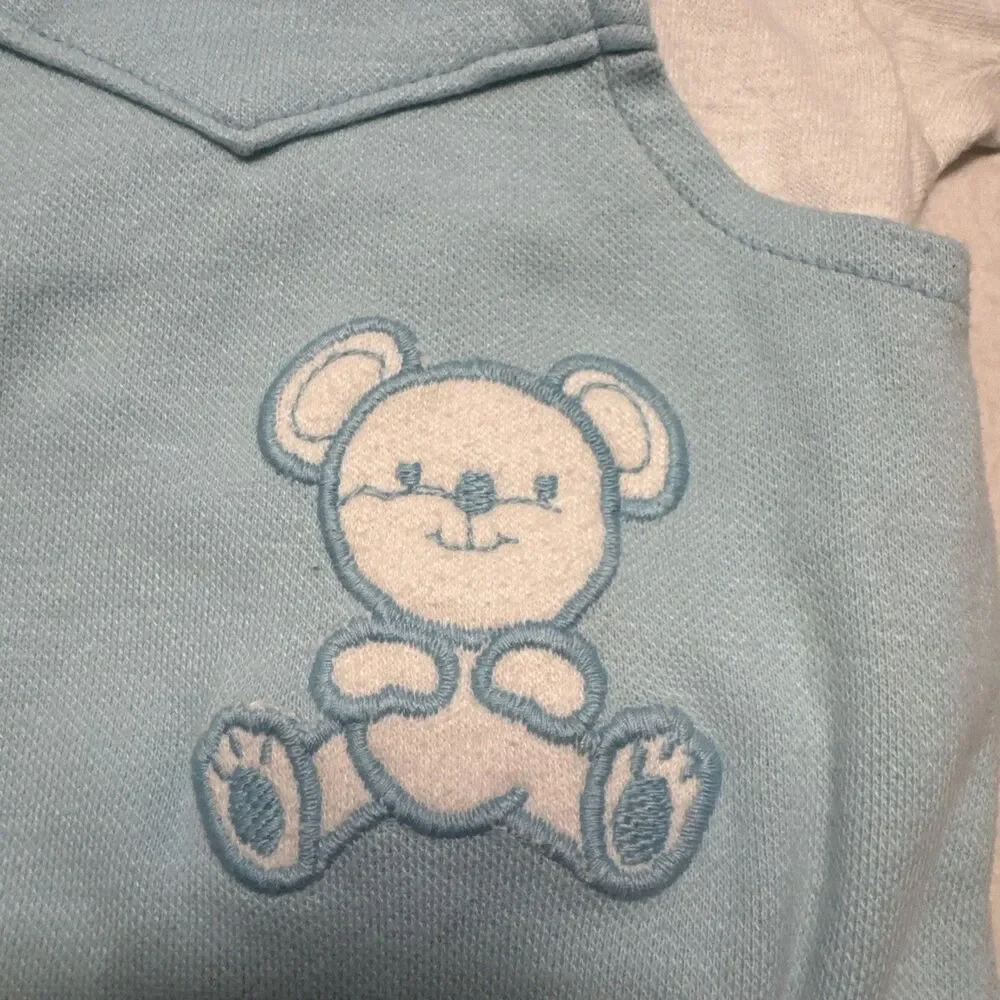 VTG 1970s Carters Baby Boy Blue Bubble Romper Sunsuit Bear To 13 LBS 3 Months
